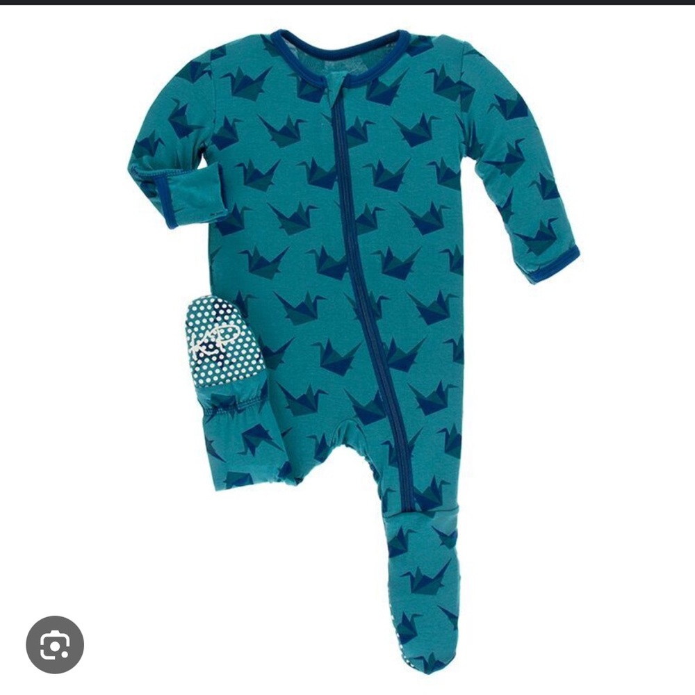 Kickee Pants One Piece with Full-Length Zipper crane origami
